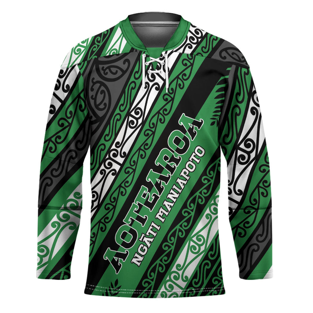 Personalised Aotearoa Ngati Maniapoto Hockey Jersey New Zealand Maori Tribal Fern Pattern DT05 Unisex Green - Polynesian Pride