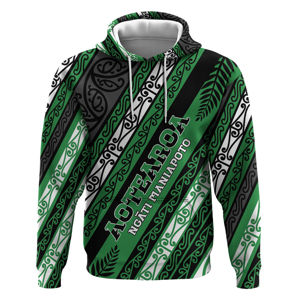 Personalised Aotearoa Ngati Maniapoto Hoodie New Zealand Maori Tribal Fern Pattern DT05 Pullover Hoodie Green - Polynesian Pride