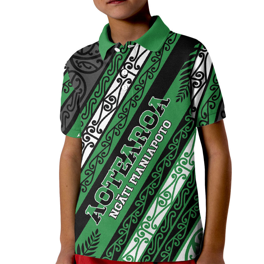 Personalised Aotearoa Ngati Maniapoto Kid Polo Shirt New Zealand Maori Tribal Fern Pattern DT05 Kid Green - Polynesian Pride