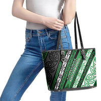 Aotearoa Ngati Maniapoto Leather Tote Bag New Zealand Maori Tribal Fern Pattern