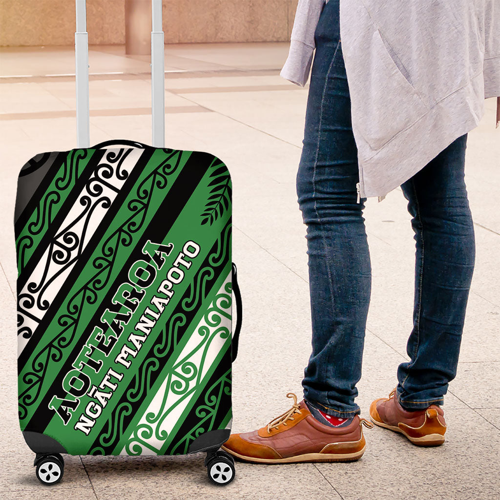 Aotearoa Ngati Maniapoto Luggage Cover New Zealand Maori Tribal Fern Pattern DT05 Green - Polynesian Pride