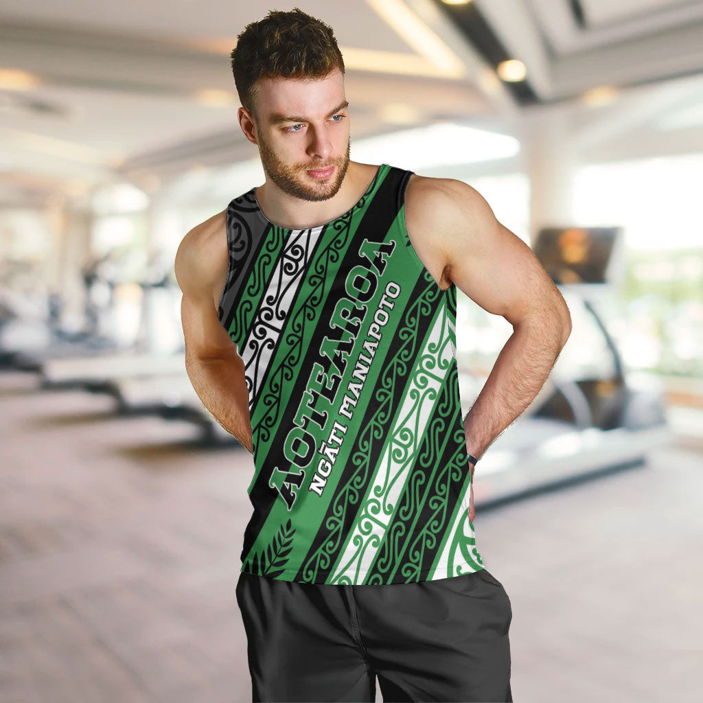 Personalised Aotearoa Ngati Maniapoto Men Tank Top New Zealand Maori Tribal Fern Pattern DT05 Green - Polynesian Pride