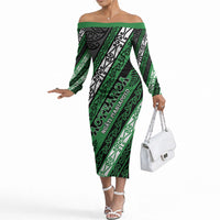 Personalised Aotearoa Ngati Maniapoto Off The Shoulder Long Sleeve Dress New Zealand Maori Tribal Fern Pattern