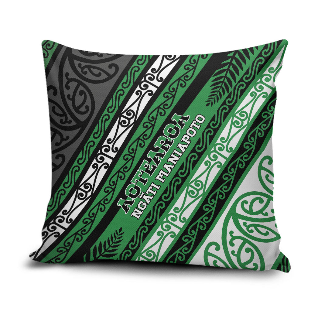 Aotearoa Ngati Maniapoto Pillow Cover New Zealand Maori Tribal Fern Pattern DT05 Green - Polynesian Pride