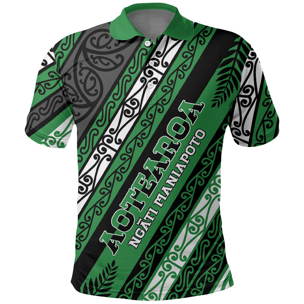 Personalised Aotearoa Ngati Maniapoto Polo Shirt New Zealand Maori Tribal Fern Pattern DT05 Green - Polynesian Pride