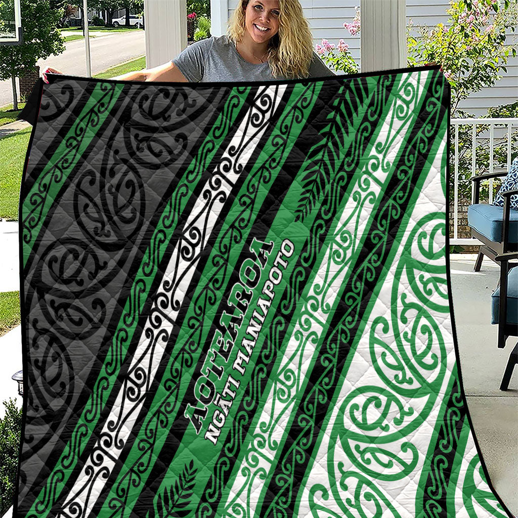 Aotearoa Ngati Maniapoto Quilt New Zealand Maori Tribal Fern Pattern DT05 Green - Polynesian Pride