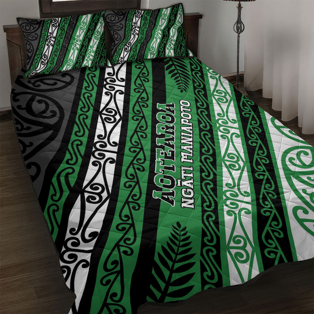 Aotearoa Ngati Maniapoto Quilt Bed Set New Zealand Maori Tribal Fern Pattern DT05 Green - Polynesian Pride