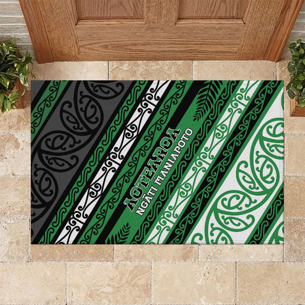 Aotearoa Ngati Maniapoto Rubber Doormat New Zealand Maori Tribal Fern Pattern DT05 Green - Polynesian Pride
