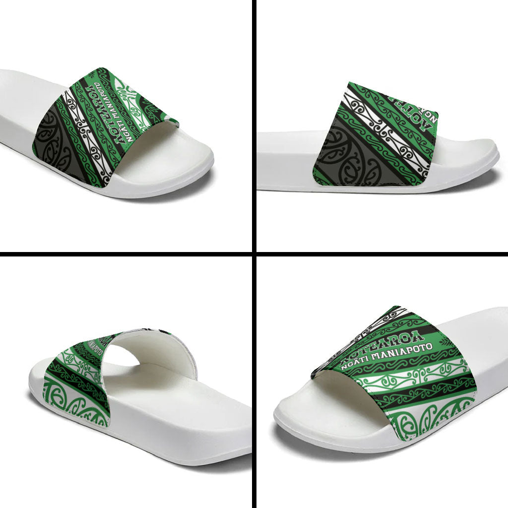 Aotearoa Ngati Maniapoto Slide Sandals New Zealand Maori Tribal Fern Pattern