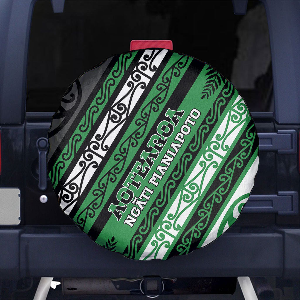Aotearoa Ngati Maniapoto Spare Tire Cover New Zealand Maori Tribal Fern Pattern DT05 No hole Green - Polynesian Pride