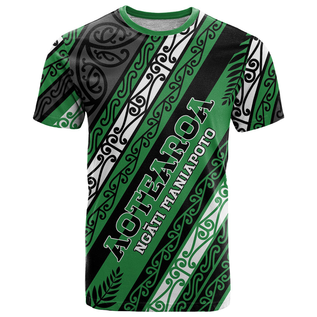 Personalised Aotearoa Ngati Maniapoto T Shirt New Zealand Maori Tribal Fern Pattern DT05 Green - Polynesian Pride