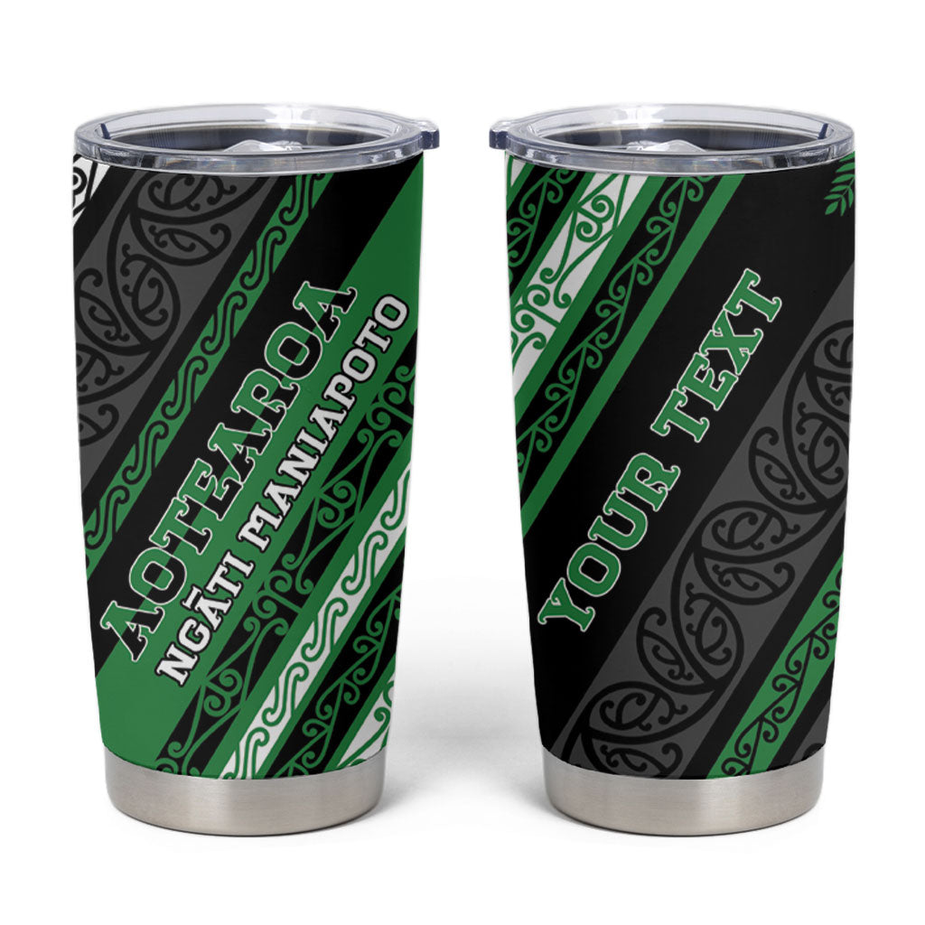 Personalised Aotearoa Ngati Maniapoto Tumbler Cup New Zealand Maori Tribal Fern Pattern DT05 Green - Polynesian Pride
