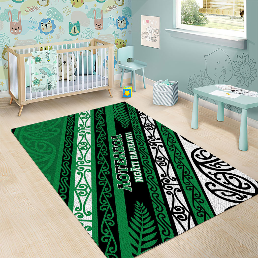 Aotearoa Ngati Raukawa Area Rug New Zealand Maori Tribal Fern Pattern