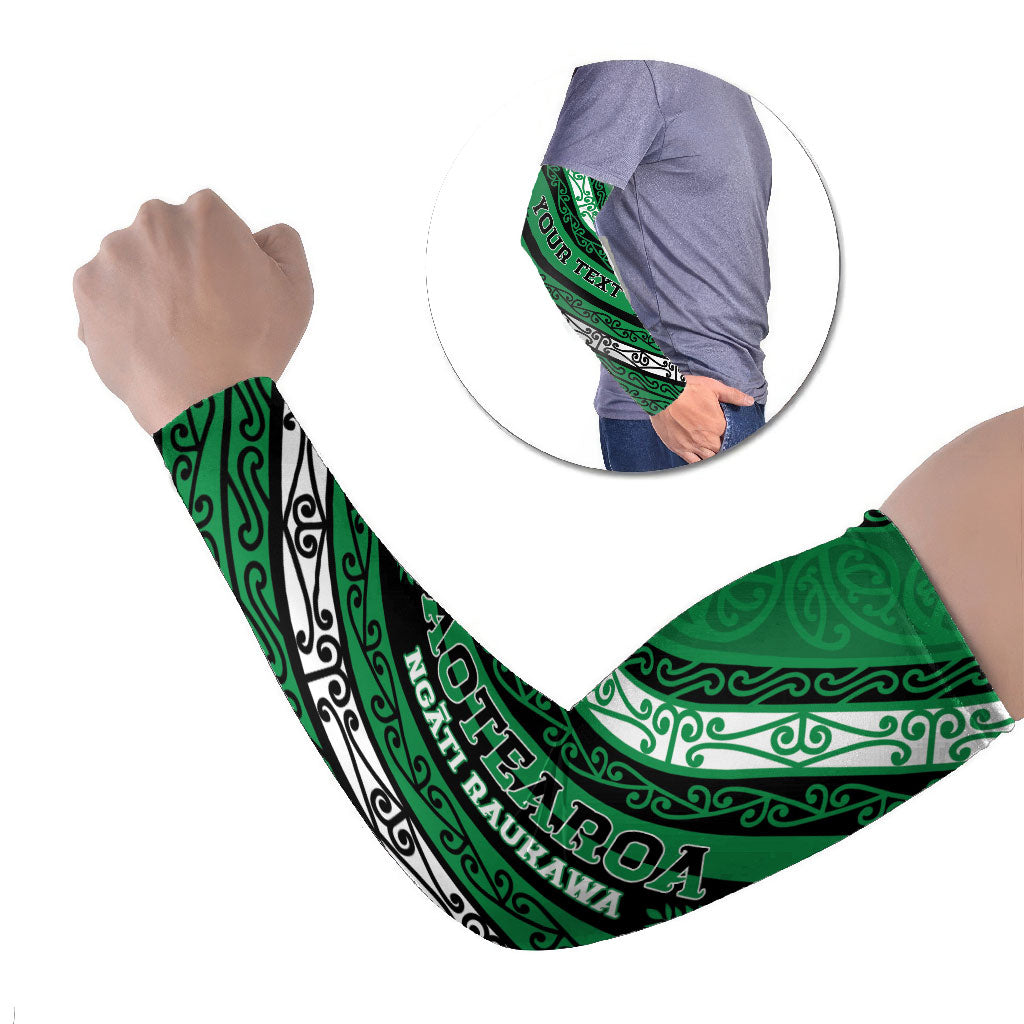 Personalised Aotearoa Ngati Raukawa Arm Sleeves New Zealand Maori Tribal Fern Pattern DT05 Set of 2 Green - Polynesian Pride
