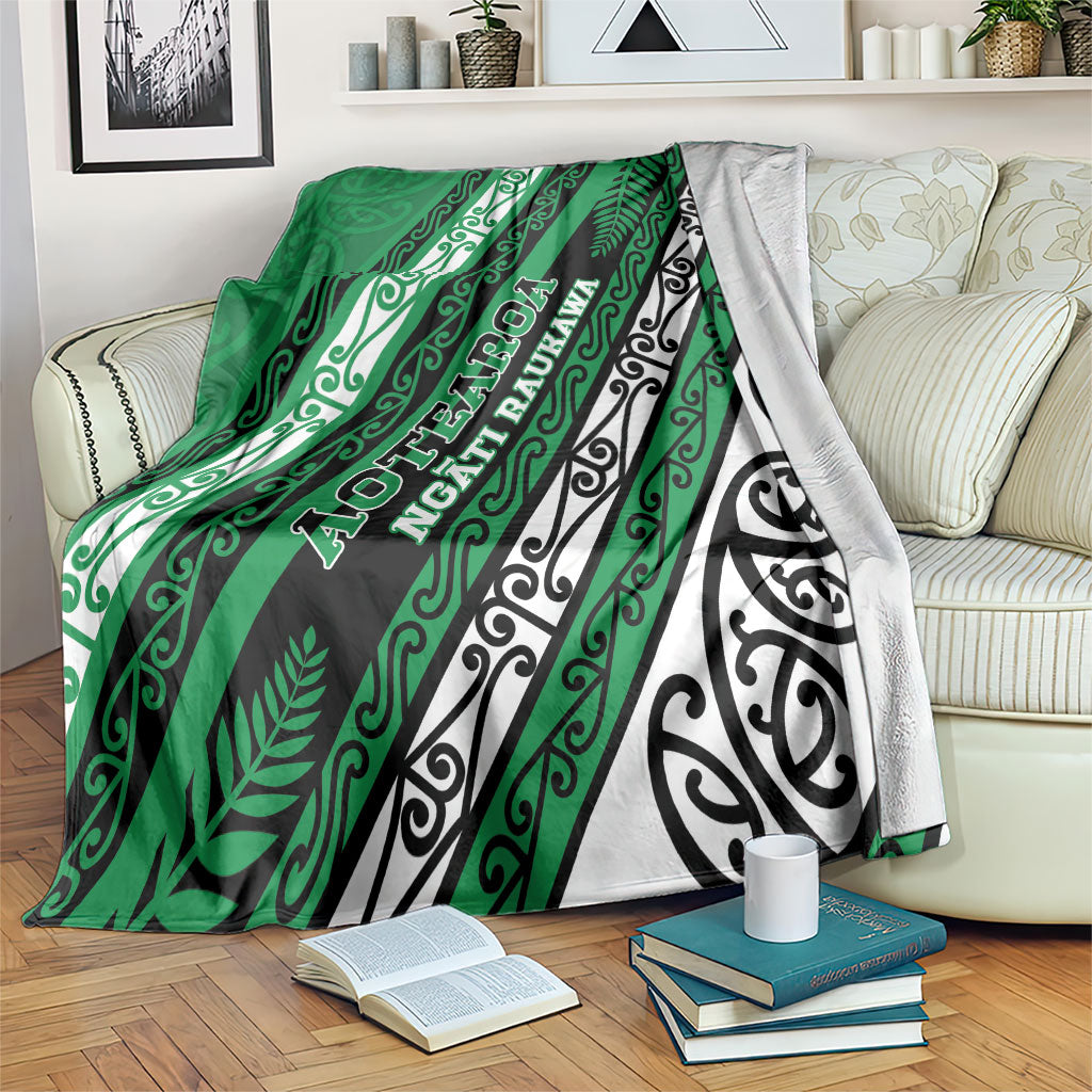 Aotearoa Ngati Raukawa Blanket New Zealand Maori Tribal Fern Pattern DT05 Green - Polynesian Pride