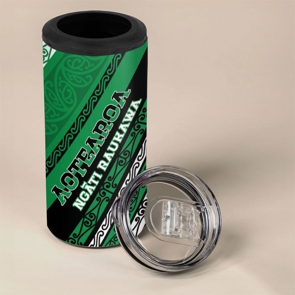 Personalised Aotearoa Ngati Raukawa 4 in 1 Can Cooler Tumbler New Zealand Maori Tribal Fern Pattern