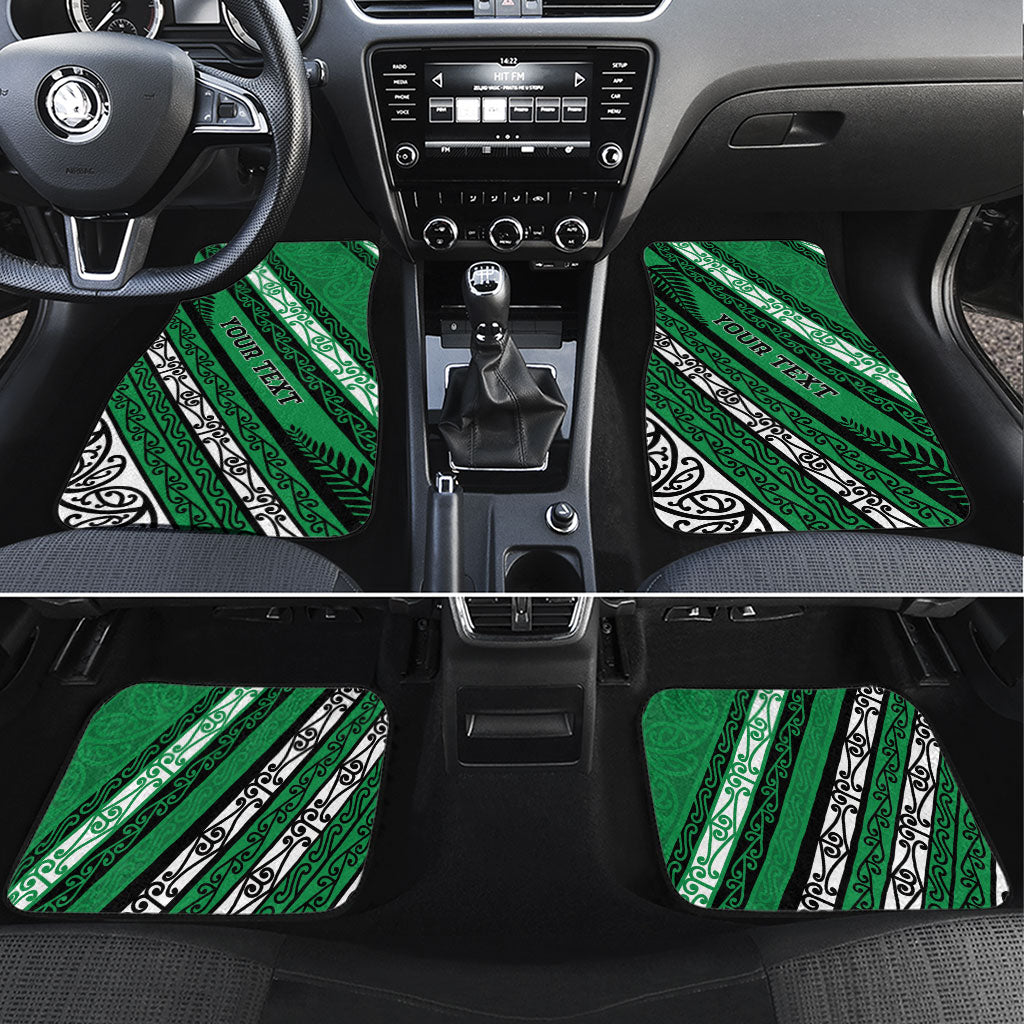 Personalised Aotearoa Ngati Raukawa Car Mats New Zealand Maori Tribal Fern Pattern DT05 Set 4pcs Green - Polynesian Pride