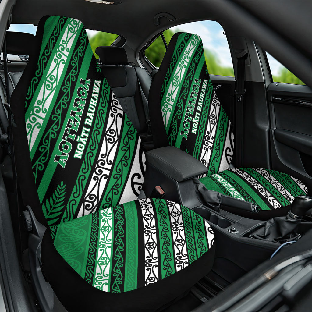 Aotearoa Ngati Raukawa Car Seat Cover New Zealand Maori Tribal Fern Pattern DT05 One Size Green - Polynesian Pride