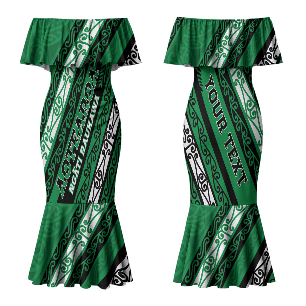 Personalised Aotearoa Ngati Raukawa Family Matching Mermaid Dress and Hawaiian Shirt New Zealand Maori Tribal Fern Pattern