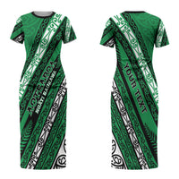 Personalised Aotearoa Ngati Raukawa Family Matching Short Sleeve Bodycon Dress and Hawaiian Shirt New Zealand Maori Tribal Fern Pattern