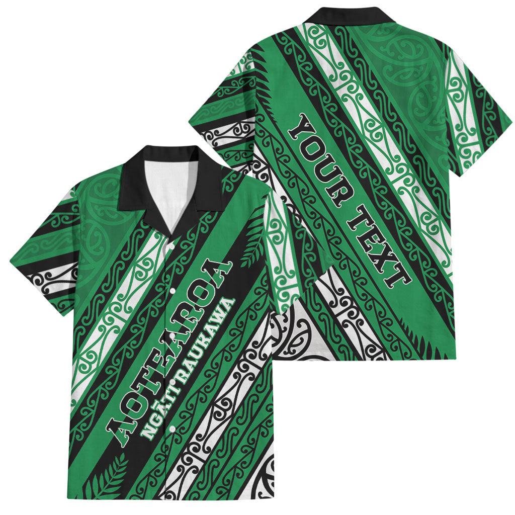 Personalised Aotearoa Ngati Raukawa Family Matching Short Sleeve Bodycon Dress and Hawaiian Shirt New Zealand Maori Tribal Fern Pattern