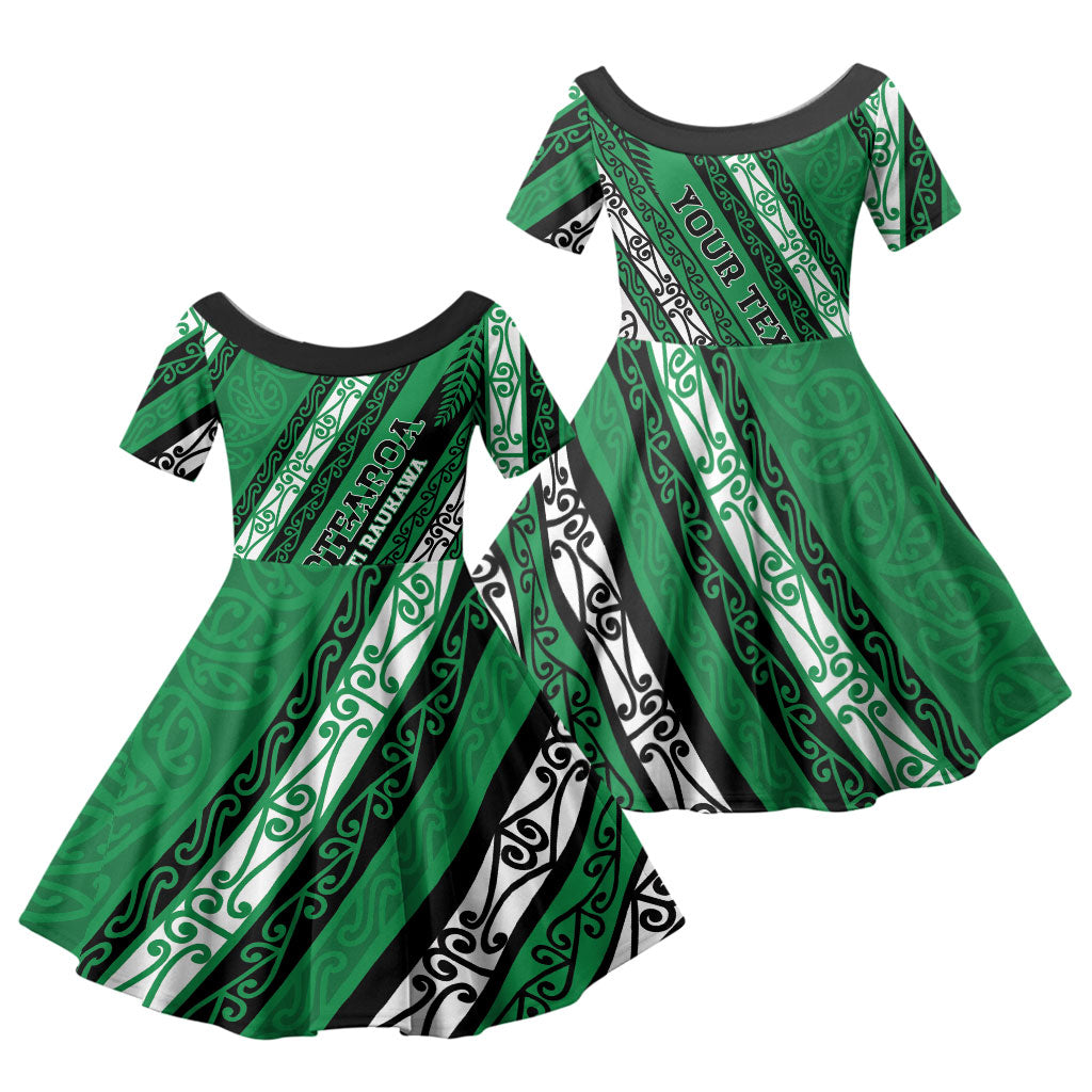 Personalised Aotearoa Ngati Raukawa Family Matching Summer Maxi Dress and Hawaiian Shirt New Zealand Maori Tribal Fern Pattern