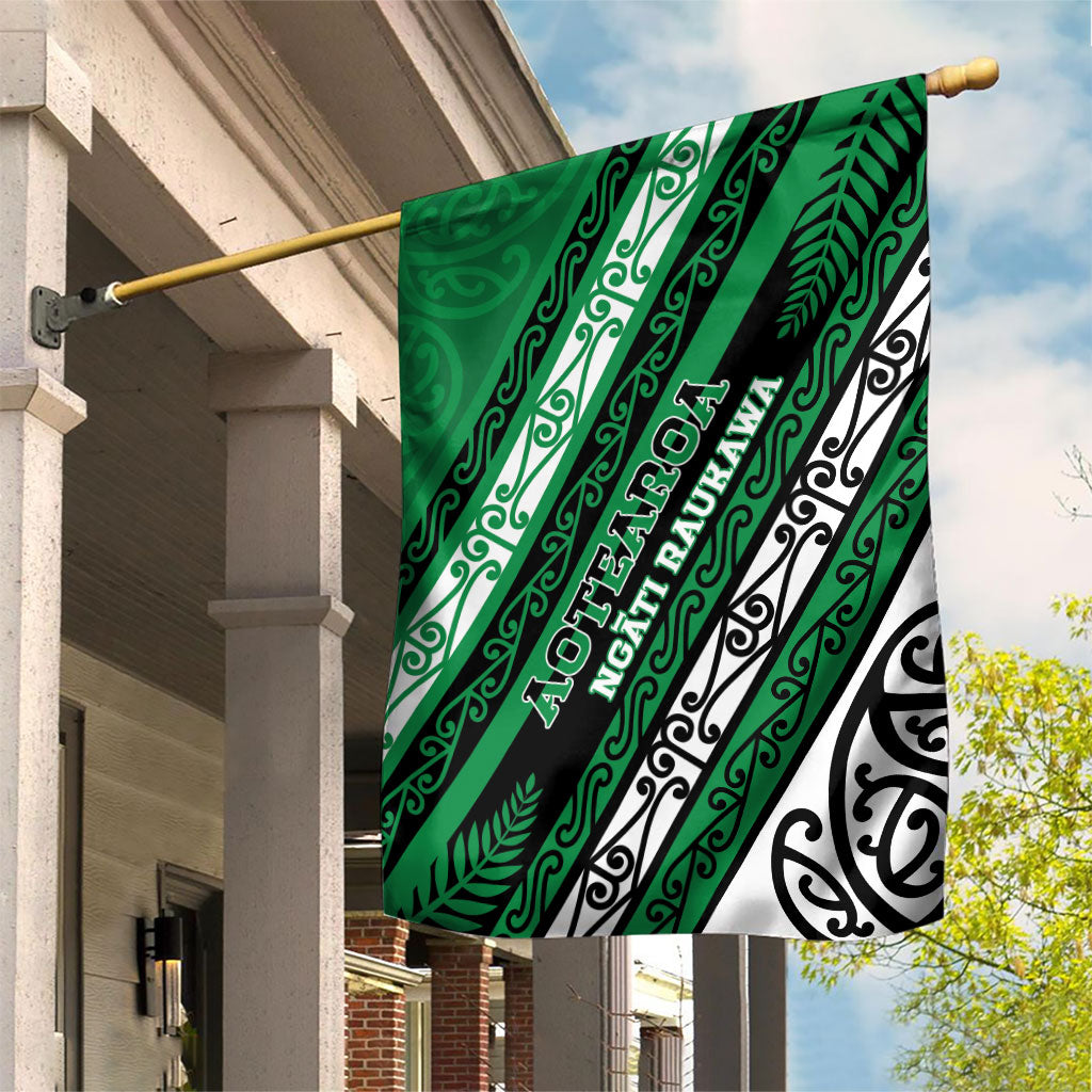Aotearoa Ngati Raukawa Garden Flag New Zealand Maori Tribal Fern Pattern DT05 House Flag Green - Polynesian Pride