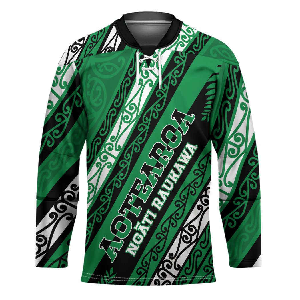 Personalised Aotearoa Ngati Raukawa Hockey Jersey New Zealand Maori Tribal Fern Pattern DT05 Unisex Green - Polynesian Pride