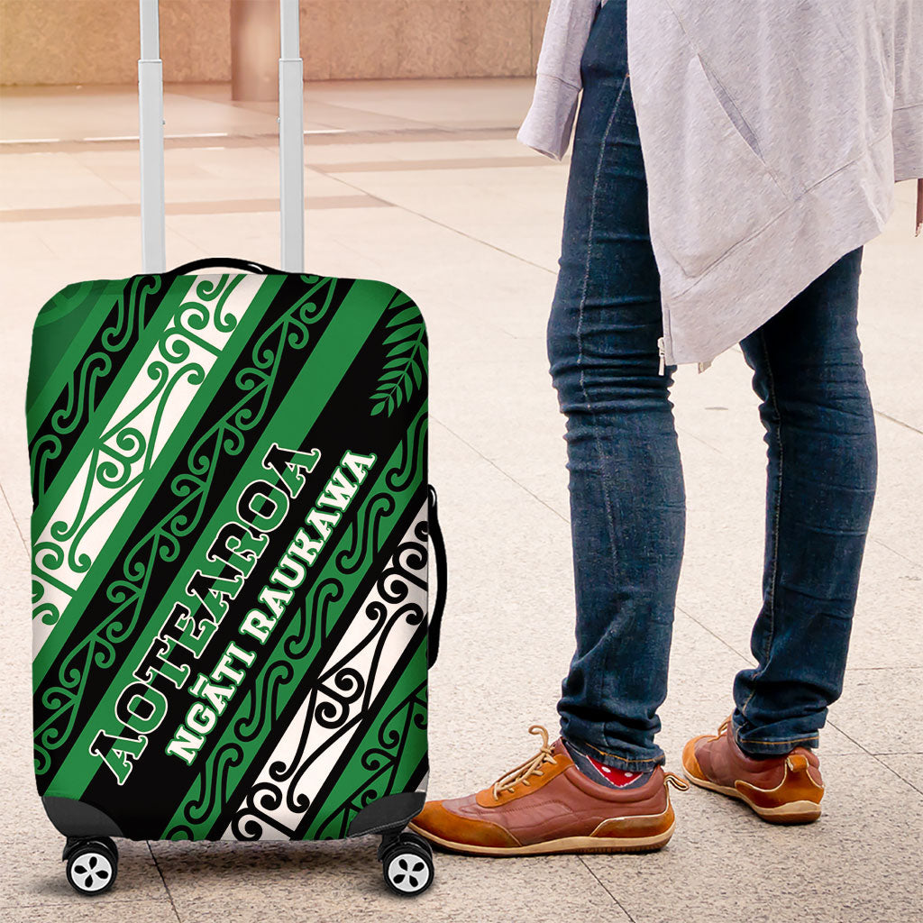 Aotearoa Ngati Raukawa Luggage Cover New Zealand Maori Tribal Fern Pattern DT05 Green - Polynesian Pride