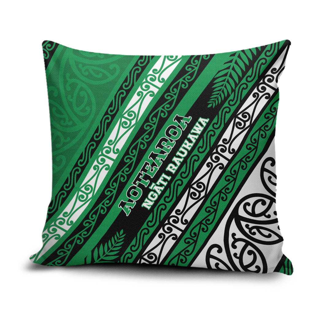 Aotearoa Ngati Raukawa Pillow Cover New Zealand Maori Tribal Fern Pattern DT05 Green - Polynesian Pride