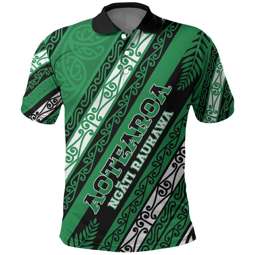 Personalised Aotearoa Ngati Raukawa Polo Shirt New Zealand Maori Tribal Fern Pattern