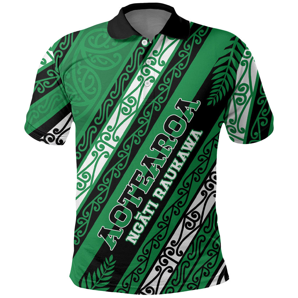 Personalised Aotearoa Ngati Raukawa Polo Shirt New Zealand Maori Tribal Fern Pattern DT05 Green - Polynesian Pride
