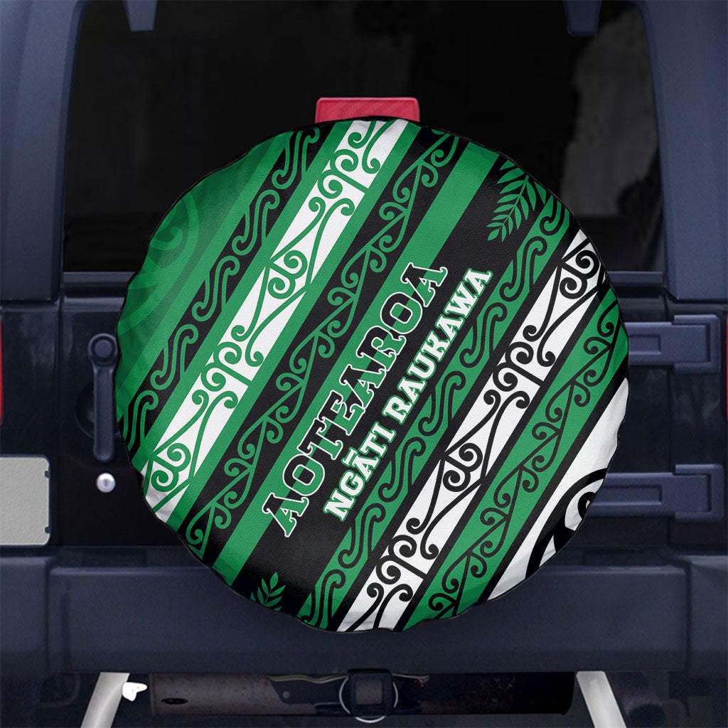Aotearoa Ngati Raukawa Spare Tire Cover New Zealand Maori Tribal Fern Pattern DT05 No hole Green - Polynesian Pride