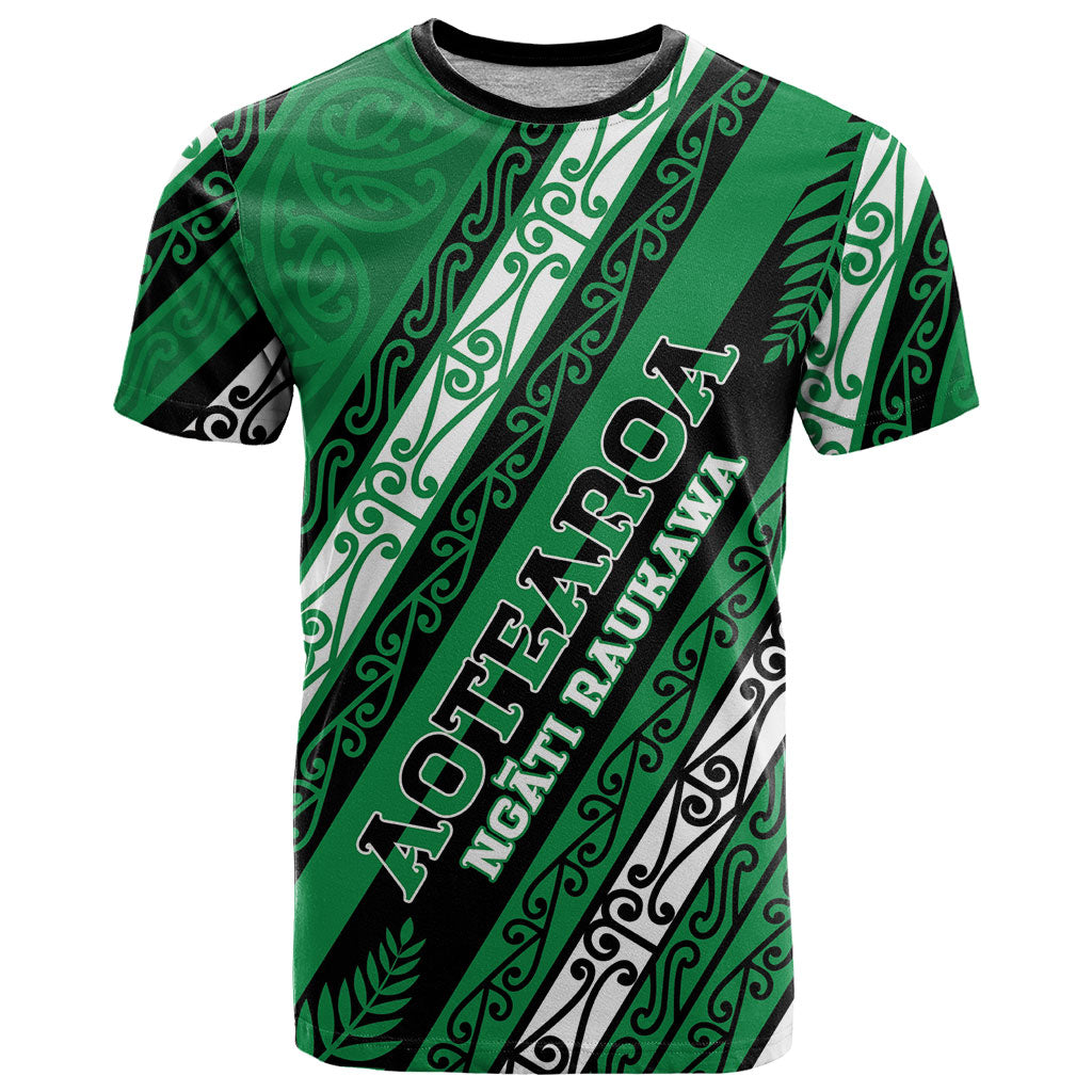Personalised Aotearoa Ngati Raukawa T Shirt New Zealand Maori Tribal Fern Pattern DT05 Green - Polynesian Pride