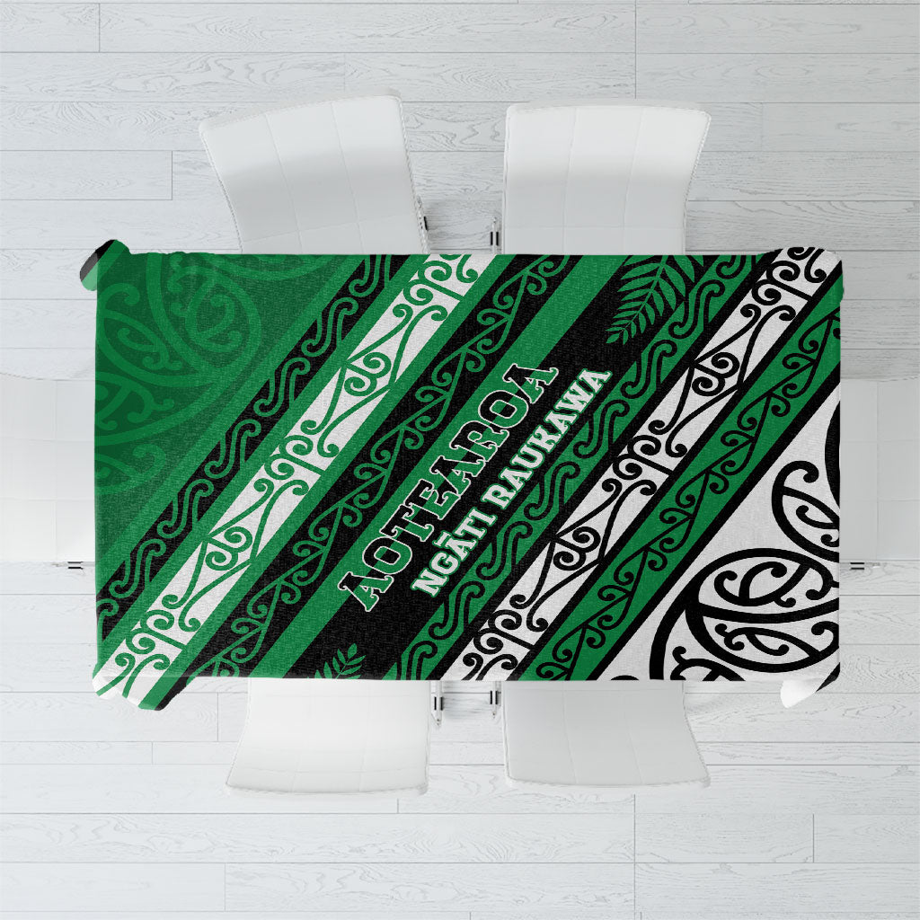 Aotearoa Ngati Raukawa Tablecloth New Zealand Maori Tribal Fern Pattern DT05 Green - Polynesian Pride