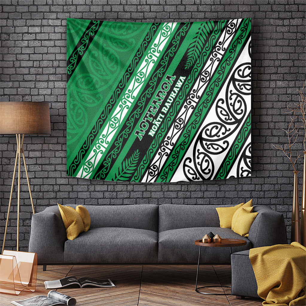 Aotearoa Ngati Raukawa Tapestry New Zealand Maori Tribal Fern Pattern DT05 Green - Polynesian Pride