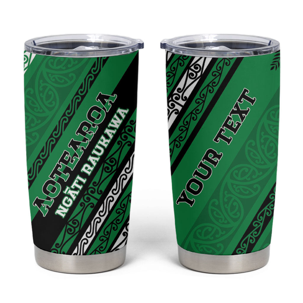Personalised Aotearoa Ngati Raukawa Tumbler Cup New Zealand Maori Tribal Fern Pattern DT05 Green - Polynesian Pride