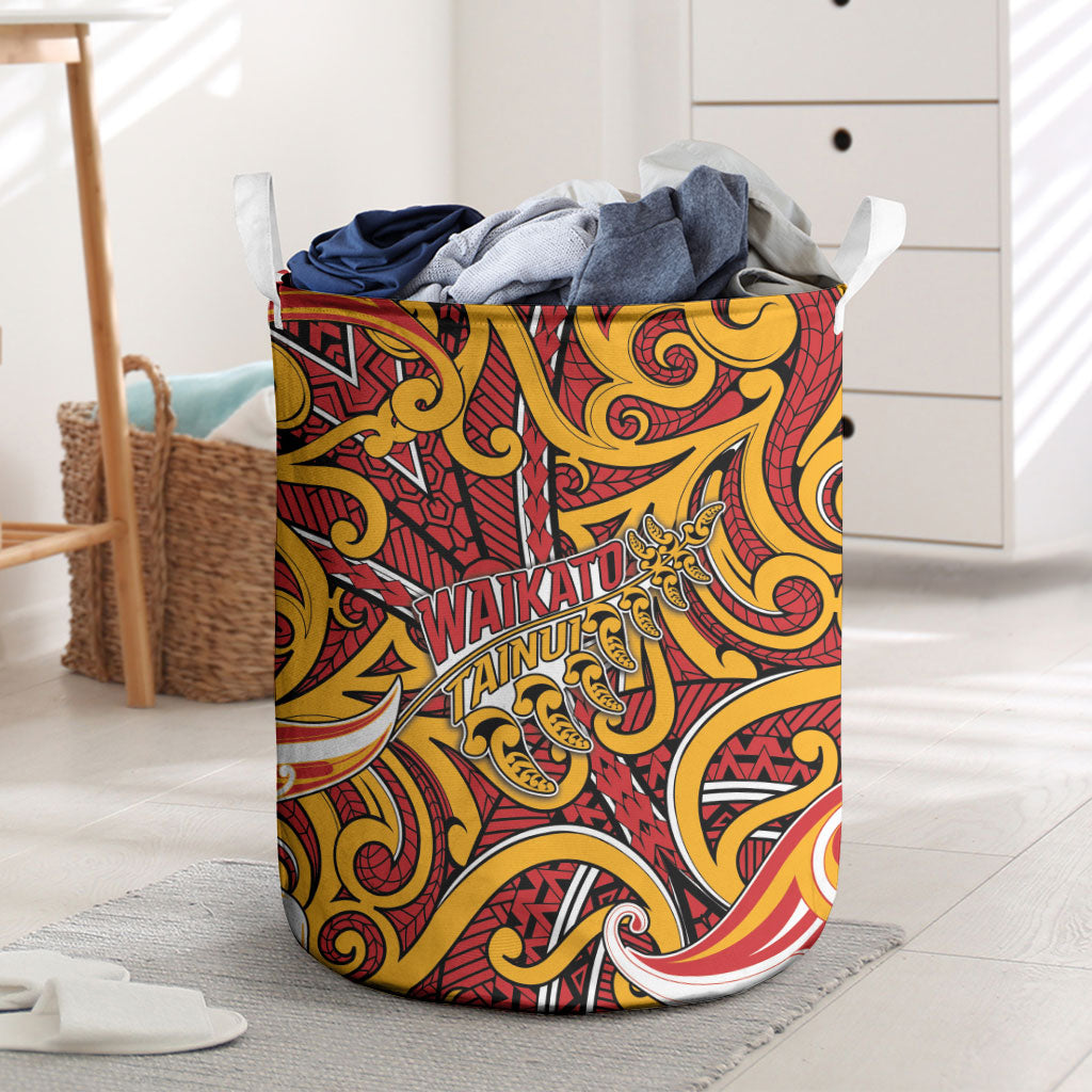 Aotearoa Waikato Tainui Laundry Basket Maori Tribal Pattern Koru Motif DT05 Yellow - Polynesian Pride