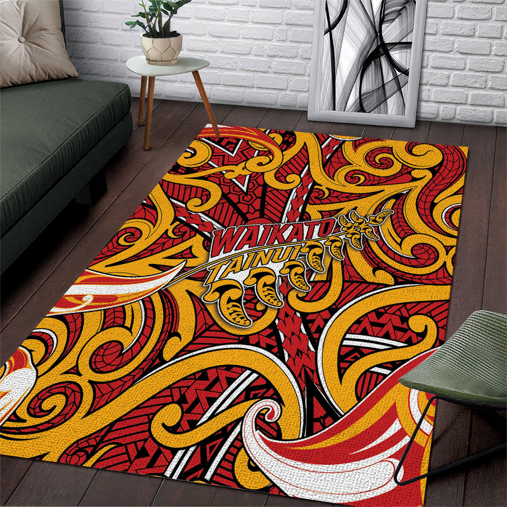 Aotearoa Waikato Tainui Area Rug Maori Tribal Pattern Koru Motif DT05 Yellow - Polynesian Pride