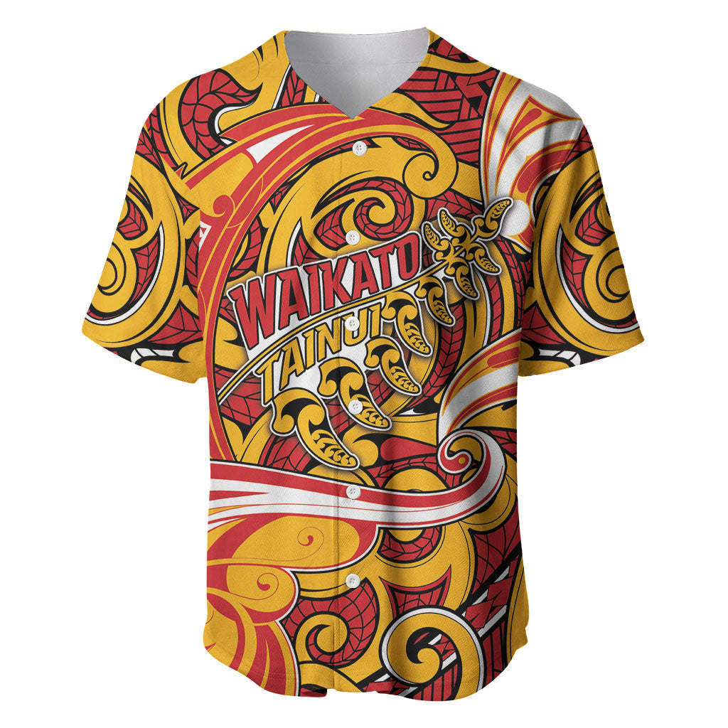 Custom Aotearoa Waikato Tainui Baseball Jersey Maori Tribal Pattern Koru Motif DT05 Yellow - Polynesian Pride