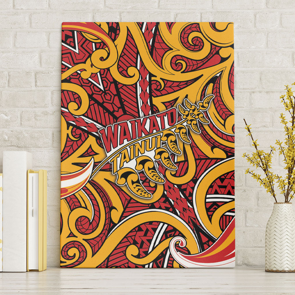 Aotearoa Waikato Tainui Canvas Wall Art Maori Tribal Pattern Koru Motif DT05 Without Frame Yellow - Polynesian Pride