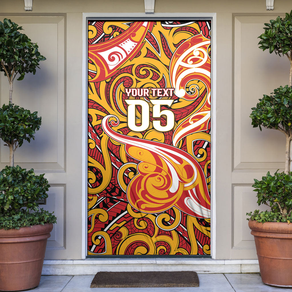 Custom Aotearoa Waikato Tainui Door Cover Maori Tribal Pattern Koru Motif DT05 Yellow - Polynesian Pride