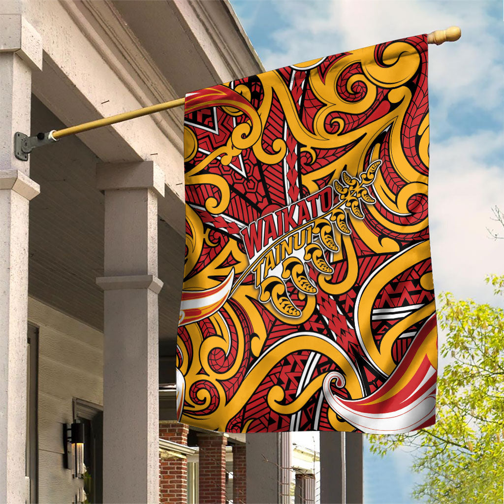 Aotearoa Waikato Tainui Garden Flag Maori Tribal Pattern Koru Motif DT05 House Flag Yellow - Polynesian Pride