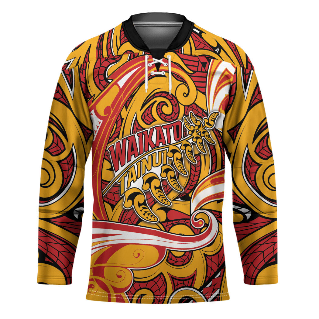 Custom Aotearoa Waikato Tainui Hockey Jersey Maori Tribal Pattern Koru Motif DT05 Unisex Yellow - Polynesian Pride