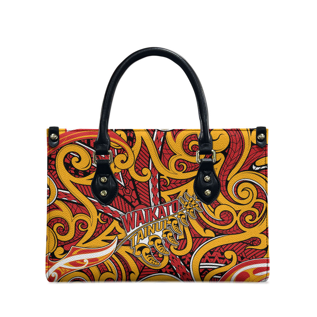 Aotearoa Waikato Tainui Leather Bag Maori Tribal Pattern Koru Motif