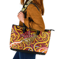 Aotearoa Waikato Tainui Leather Tote Bag Maori Tribal Pattern Koru Motif