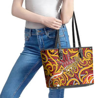 Aotearoa Waikato Tainui Leather Tote Bag Maori Tribal Pattern Koru Motif