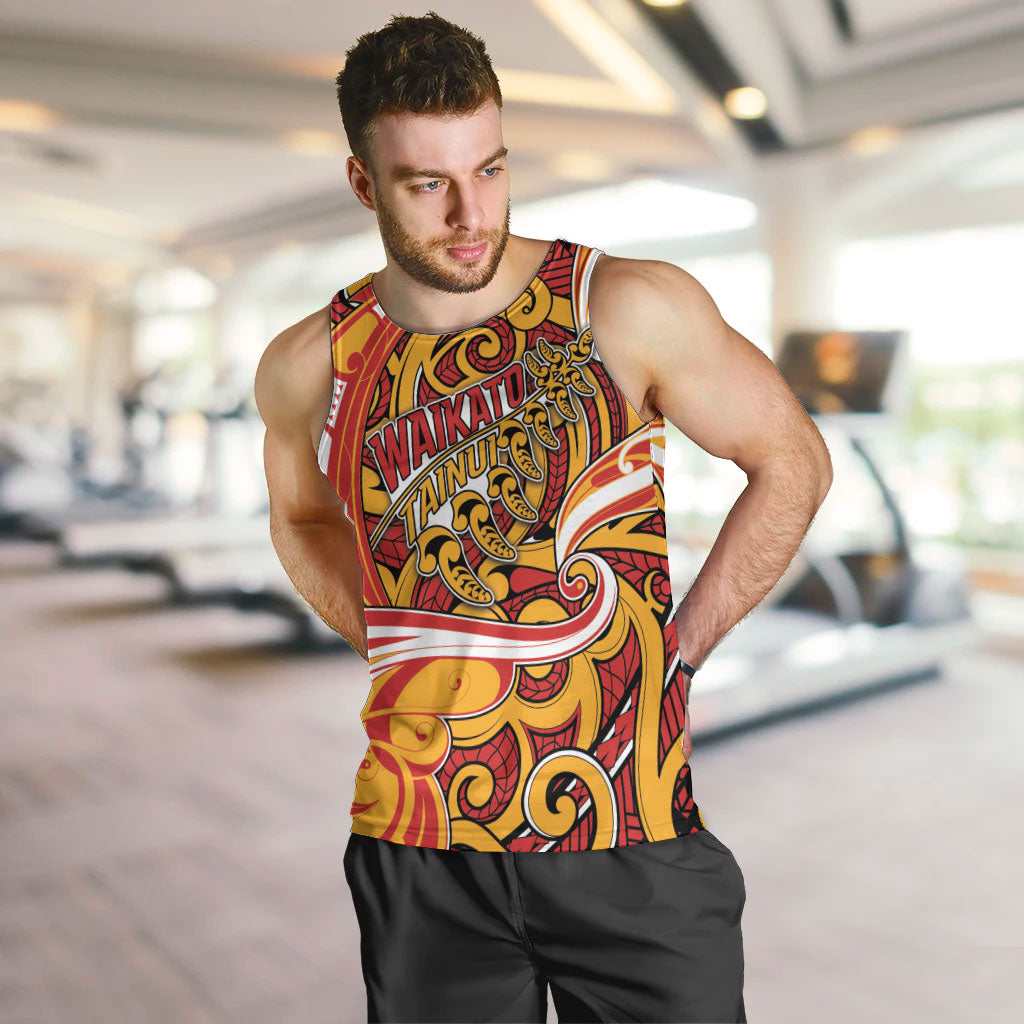 Custom Aotearoa Waikato Tainui Men Tank Top Maori Tribal Pattern Koru Motif DT05 Yellow - Polynesian Pride