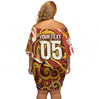Custom Aotearoa Waikato Tainui Off Shoulder Short Dress Maori Tribal Pattern Koru Motif