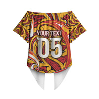 Custom Aotearoa Waikato Tainui Off Shoulder Wrap Waist Top Maori Tribal Pattern Koru Motif DT05 - Polynesian Pride